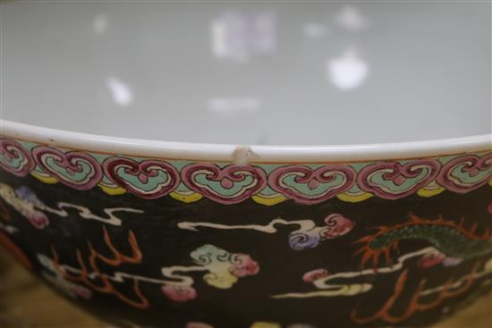 A Chinese famille noire bowl diameter 41cm